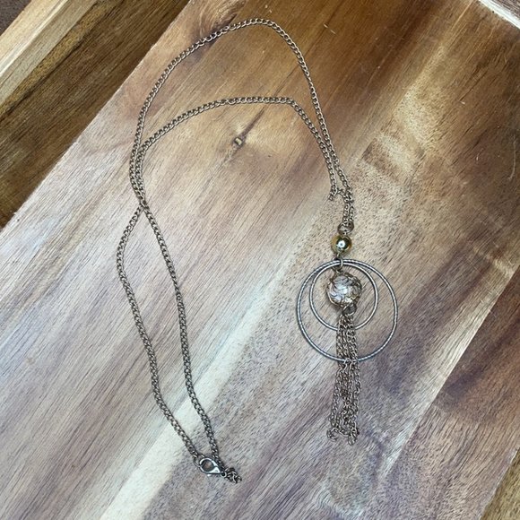Double Hoop Tassel Long Boho Chain Necklace - Picture 9 of 9